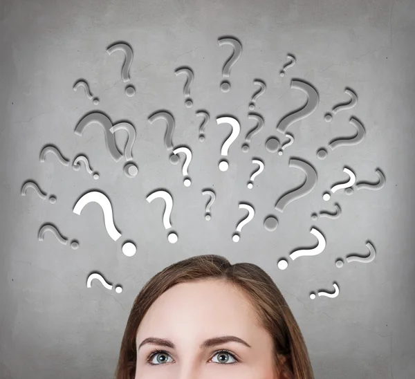 Woman has too many questions — Stock Photo, Image