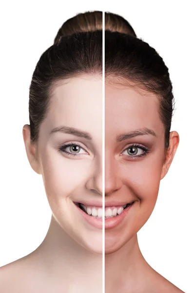 Metà del viso femminile con abbronzatura — Foto Stock