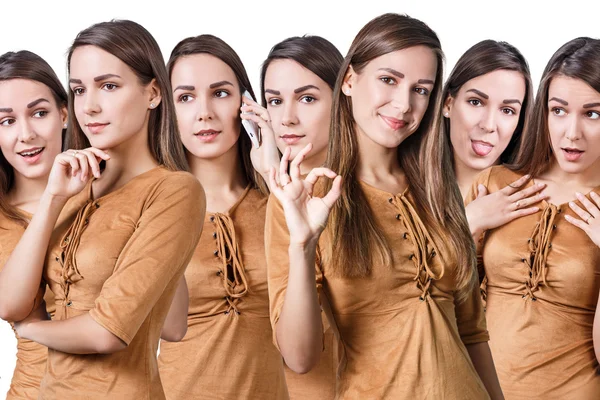 Young beautiful woman with different emotions — Stock Photo, Image