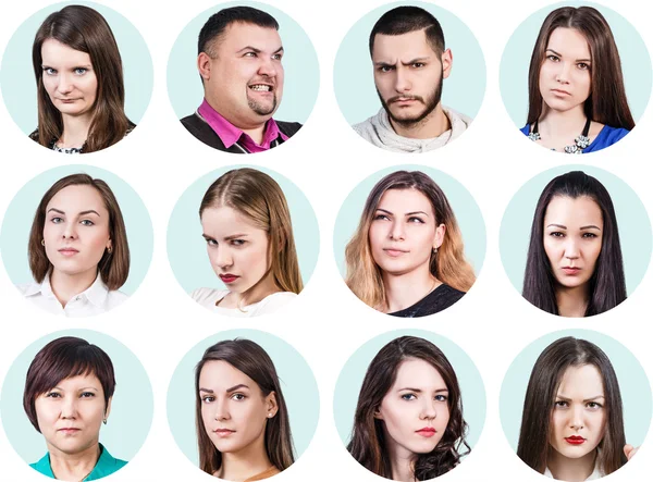 Collage de diferentes personas con emociones de ira — Foto de Stock