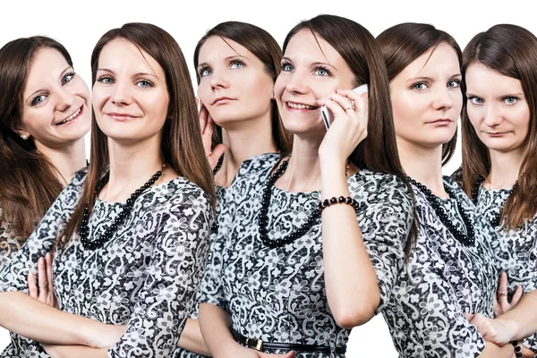 Colagem de mulher jovem com emoções diferentes — Fotografia de Stock