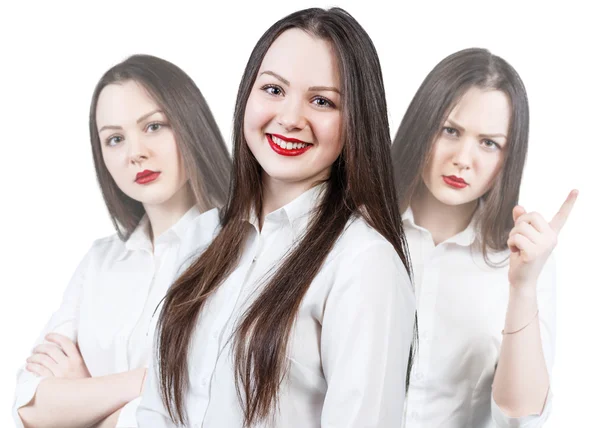 Colagem de mulher jovem com emoções diferentes — Fotografia de Stock