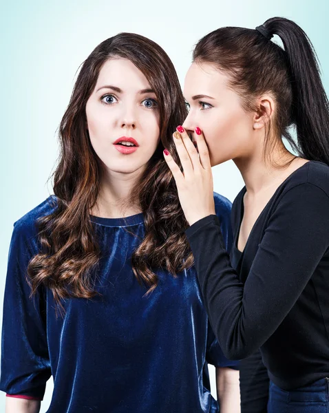 Chicas jóvenes chismorreando algún secreto —  Fotos de Stock