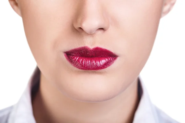 Bella donna labbra con lipstik luminoso — Foto Stock