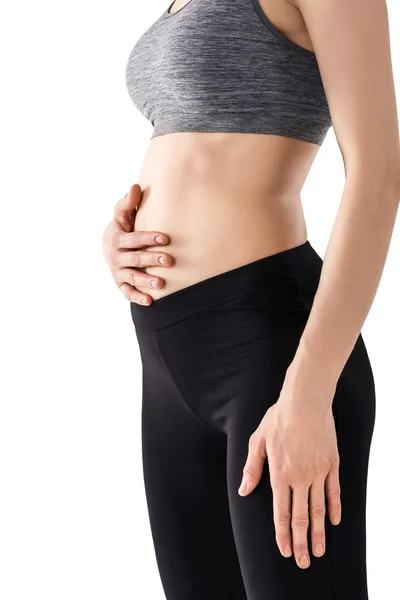 Woman practicing Uddiyana Bandha technique — Stock Photo, Image