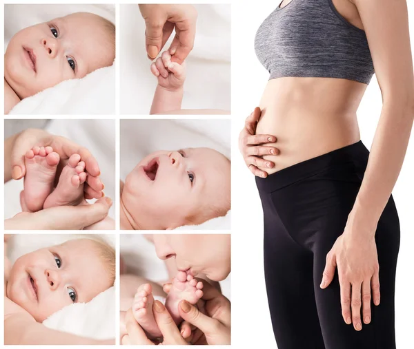 Schöne schwangere Frau und neugeborenes Baby — Stockfoto