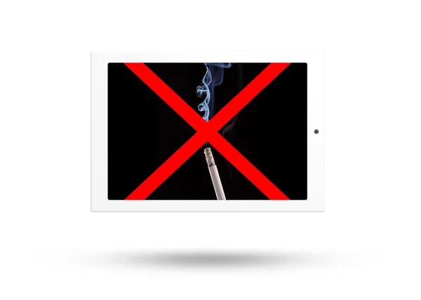 Tablet computer with no smoke sign — Stock Photo, Image