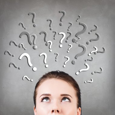 Woman has too many questions clipart