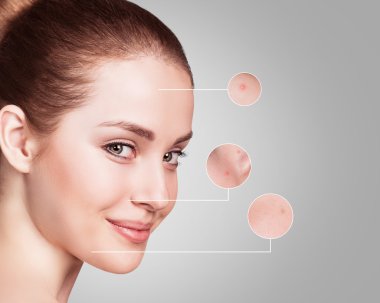 Kadın yüzü zum daireler ile.