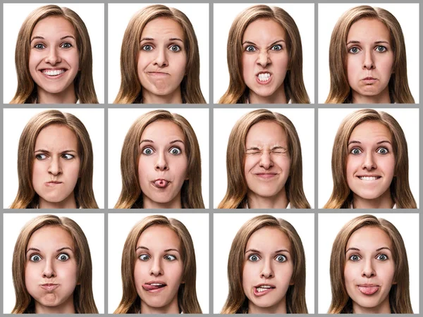 Young woman expressing different emotions