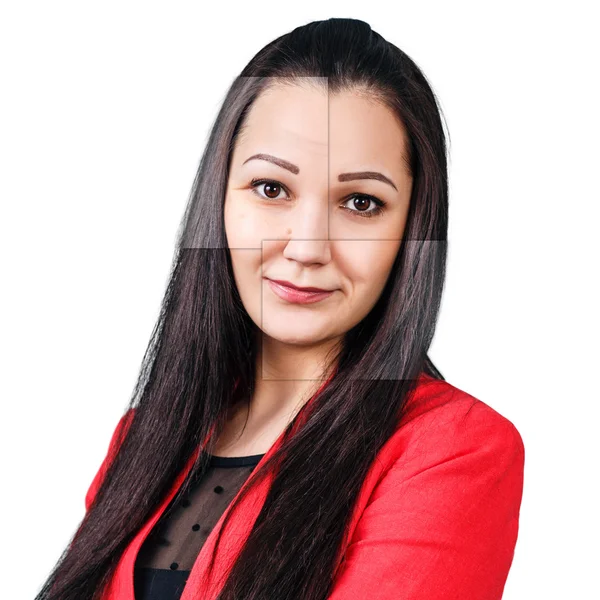 Retrato de mulher bonita com partes velhas do rosto . — Fotografia de Stock