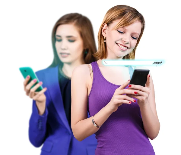 Women looking on smartphone. — Stock Photo, Image