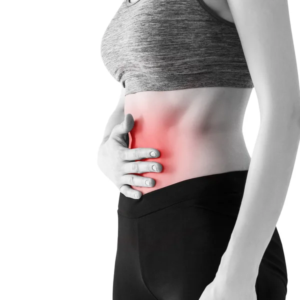 Mujer con dolor abdominal — Foto de Stock