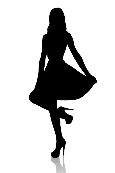 Stylish silhouette of beautiful woman — Stock Photo, Image