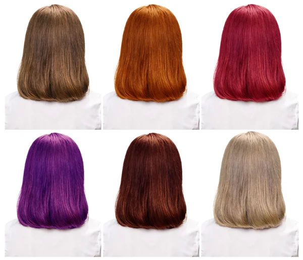 Kobieta przed i po farbowaniu włosów — Zdjęcie stockowe