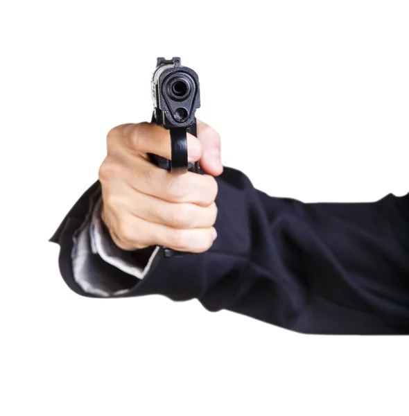 Man pointing a gun at the camera — Stock Photo, Image