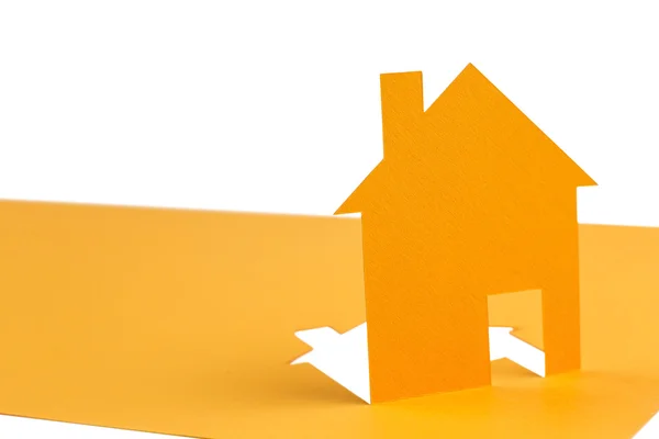 Orange house cut out of paper — Stock Photo, Image