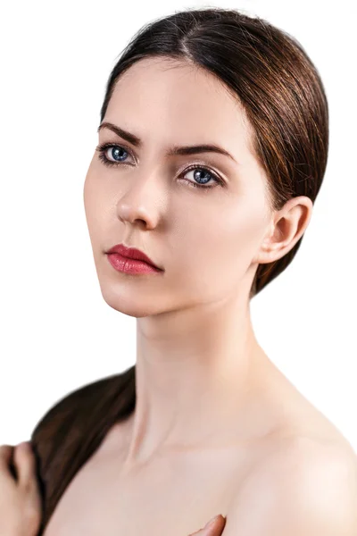 Beautiful face of young woman with clean skin — Stock Photo, Image