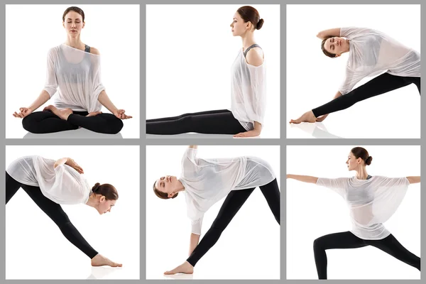 Kobieta praktykowania jogi w pozycji lotosu — Zdjęcie stockowe