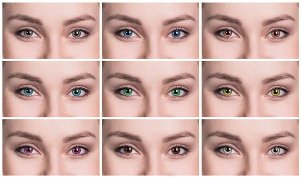 Colagem de olhos colorida close-up — Fotografia de Stock