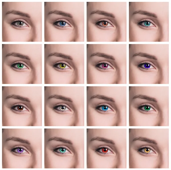 Färgglada ögon collage närbild — Stockfoto