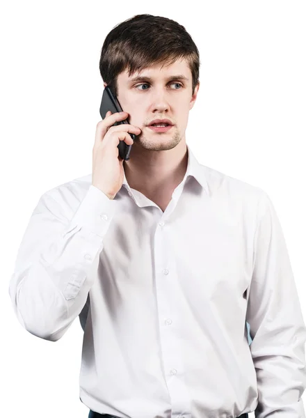 Młody biznesmen mówi przez telefon — Zdjęcie stockowe