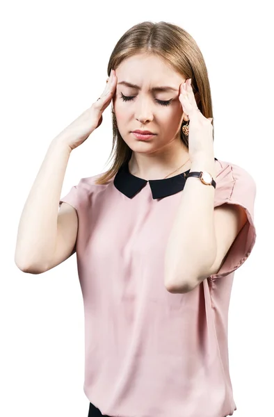 Mujer joven con dolor de cabeza — Foto de Stock