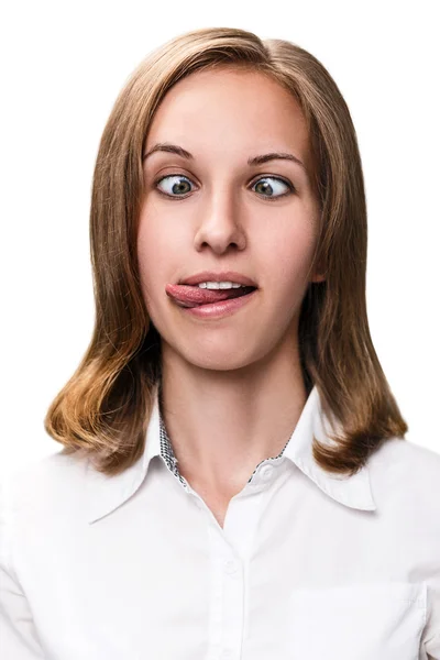 Young woman showing grimace — Stock Photo, Image