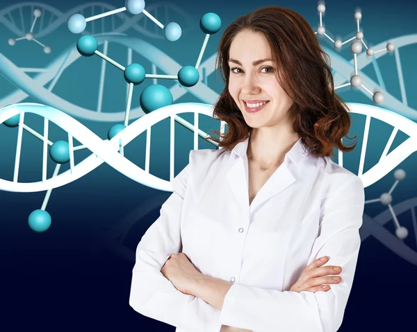 Arzt über dna Molekül Hintergrund — Stockfoto