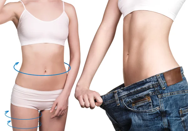 Tělo s šipkami a nadměrné džíny — Stock fotografie