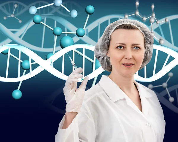 Orvos át DNS molekula háttér — Stock Fotó