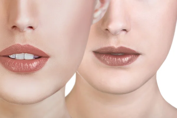 Collage van vrouw met rode lippen — Stockfoto