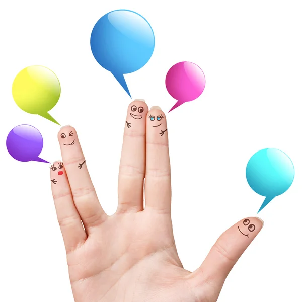 Finger smajlíky s barevné bubliny — Stock fotografie