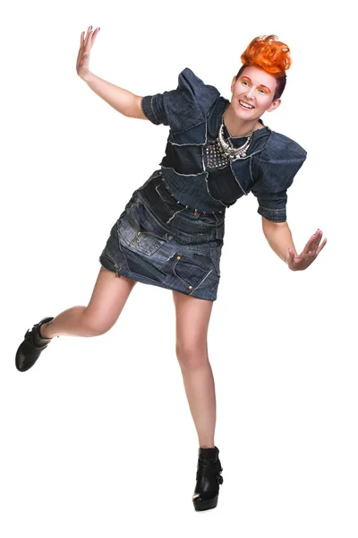 Portrait of young woman with extravagant hairstyle — Stock Photo, Image