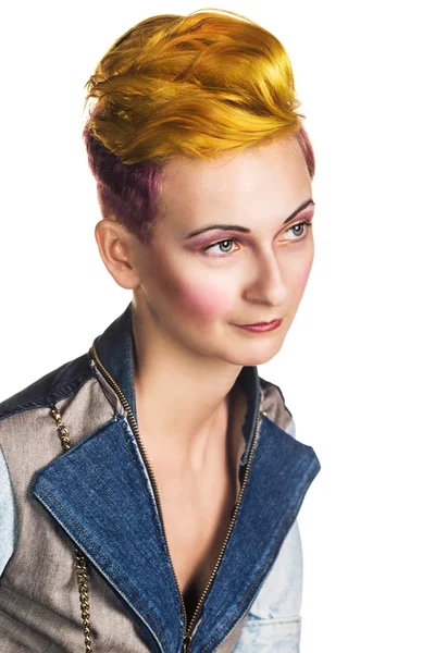 Abartılı saç modeli olan kadın portresi — Stok fotoğraf