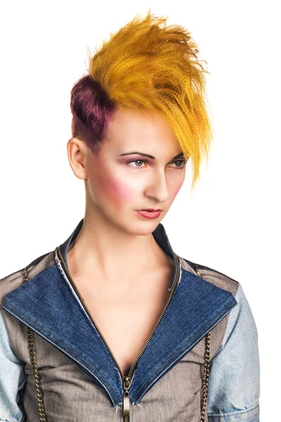 Portrait de jeune femme à la coiffure extravagante Images De Stock Libres De Droits