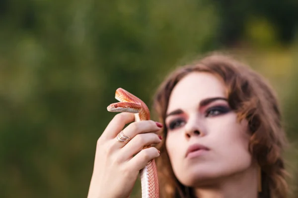 Woman with snake — Stock Photo, Image