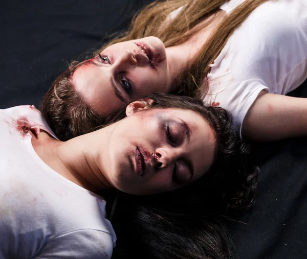 Two young women after domestic violence — Stock Photo, Image