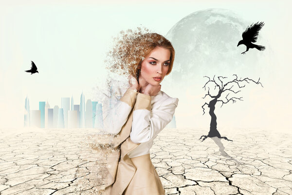 Beautiful woman in desert