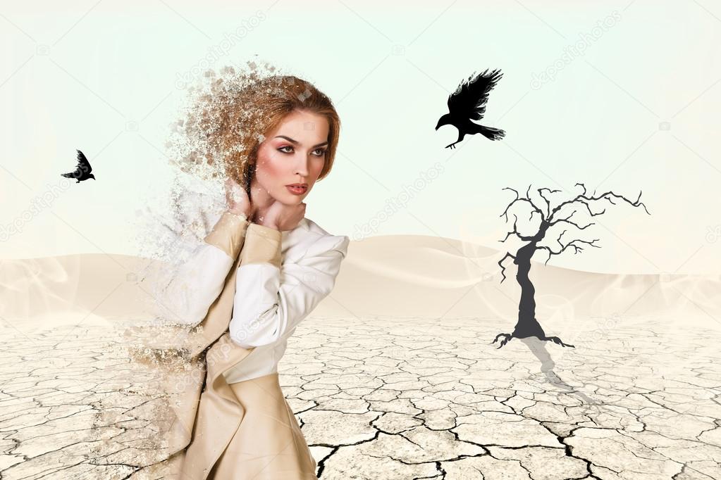 Beautiful woman in desert