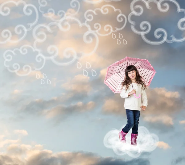 Little girl with umbrella — Stock Photo, Image