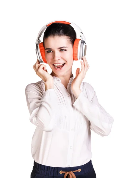 Mujer con auriculares — Foto de Stock