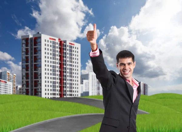 Worker with thumb up — Stock Photo, Image