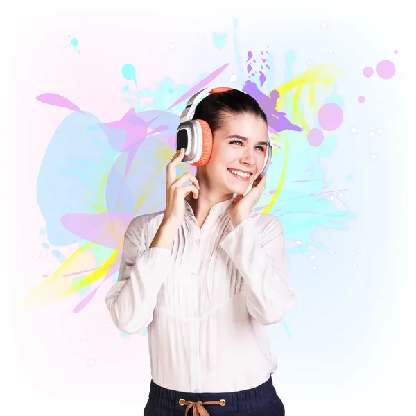 Woman in headphones — Stock Photo, Image