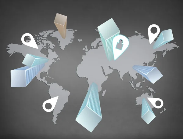 Världen karta Navigation — Stockfoto