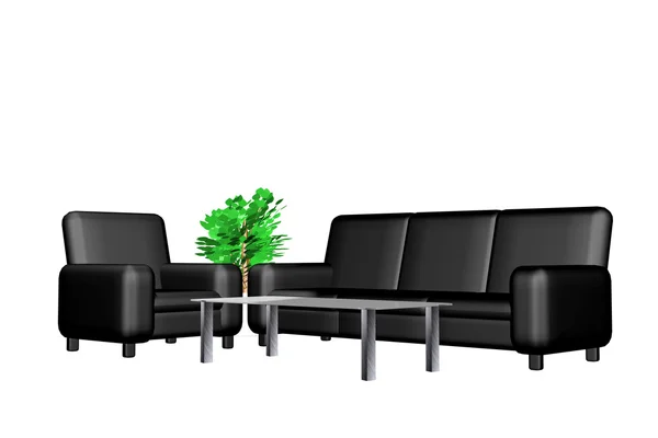 Black sofa on an isolated background — Stock Photo, Image