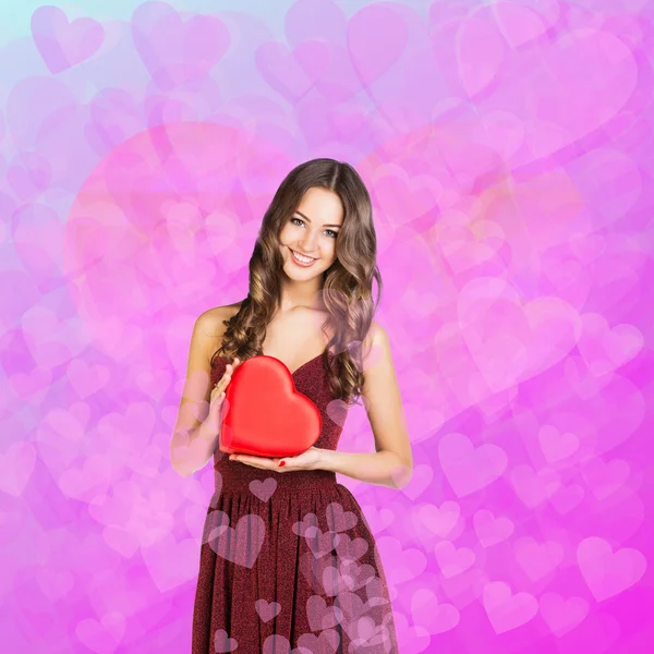 Woman with a valentine heart — Stock Photo, Image