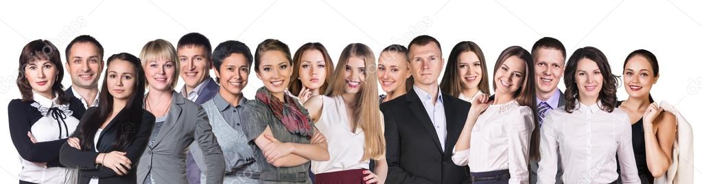 Lineup of diverse professional business persons
