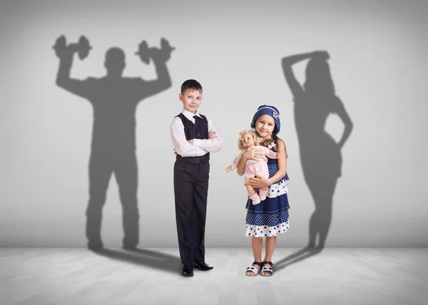 Children and the future shadows — Stock Photo, Image