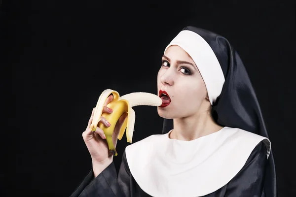 Young nun in religious concept — Stock Photo, Image